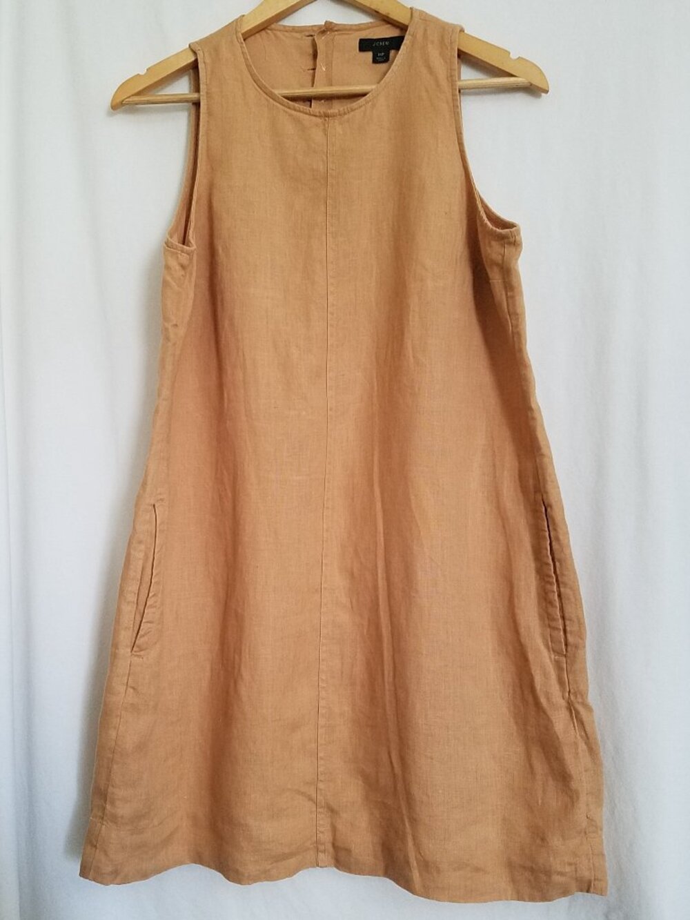 J.Crew 100% Linen Shift Dress | MP | Mustard Yellow | Button Back